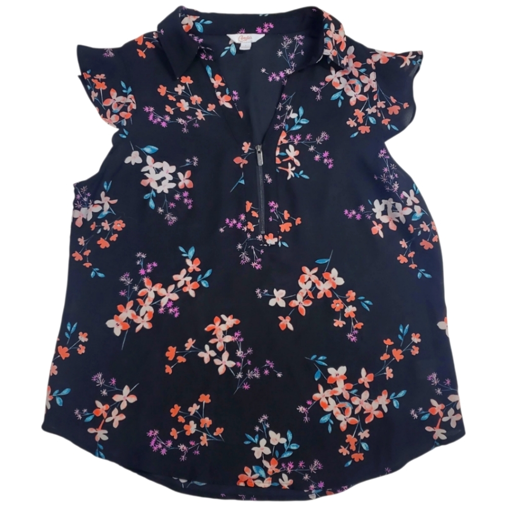 Candies Large Floral Sleeveless Blouse-EUC